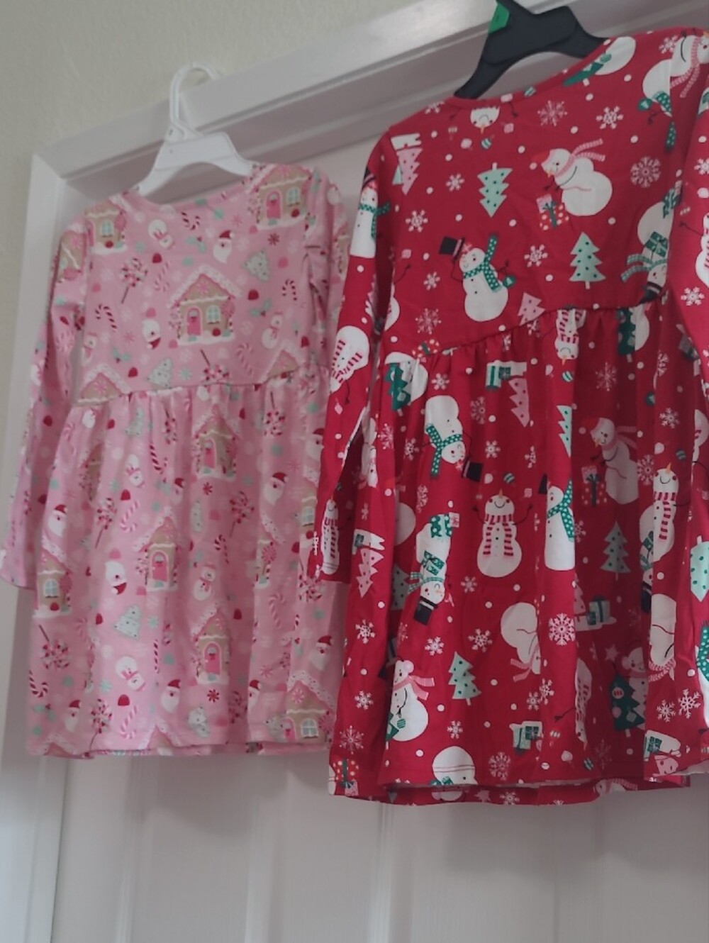 Childrens Place Girls' Pink and Red Holiday Gingerbread and Snowman Dresses, Two - Picture 5 of 9
